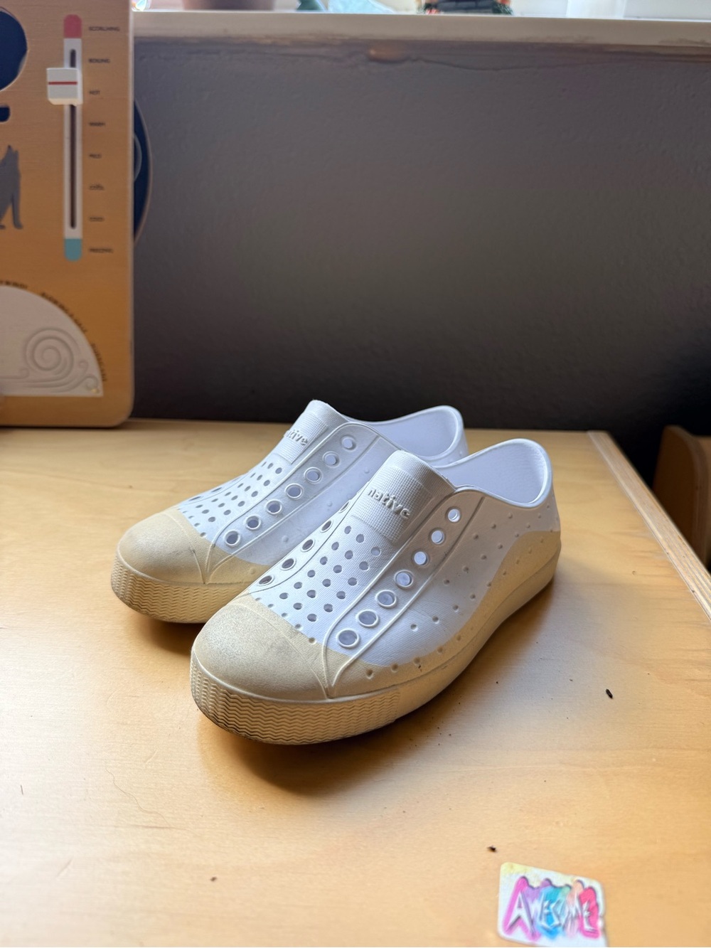 Native Kids Slip-On Sneakers in White and Cream